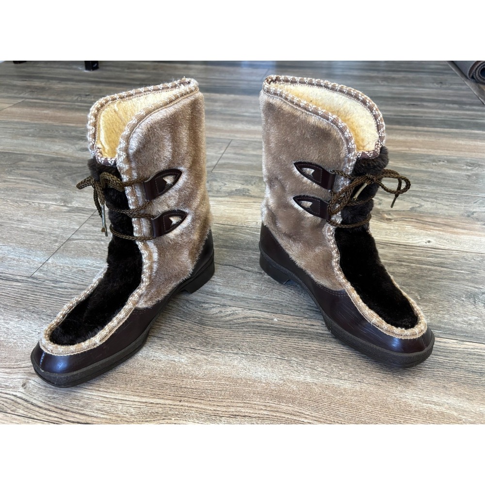 Vintage Snowland Boots Size 7 Faux Fur Apres-Ski Winter Snow Bunny Retro 1970s